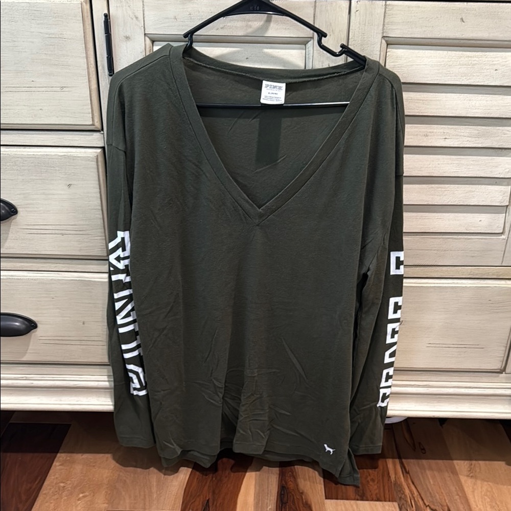 PINK Victoria's Secret Olive Long Sleeve Top